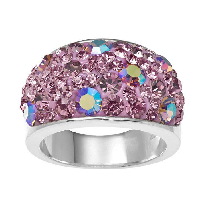 Silver-plated Crystal Dome Ring, Women's, Size: 8, Purple