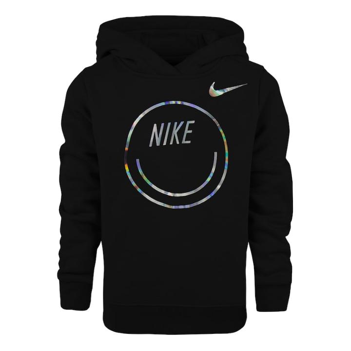 Girls 4-6x Nike Iridescent Smiley Graphic Hoodie, Size: 4, Oxford