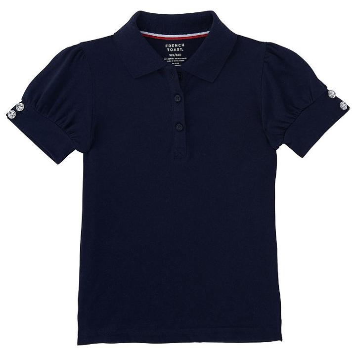 Girls 4-20 & Plus Size French Toast Rhinestone Button School Uniform Polo Shirt, Girl's, Size: 6-6x, Blue (navy)
