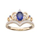 Gold Tone Sterling Silver Lab-created Blue & White Sapphire Crown Ring, Women's, Size: 7