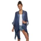 Women's Mudd&reg; Solid Gauze Lace-trimmed Ruana, Dark Blue