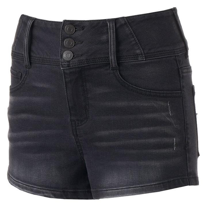 Juniors' Mudd&reg; Super High Rise Shortie Shorts, Teens, Size: 9, Grey (charcoal)