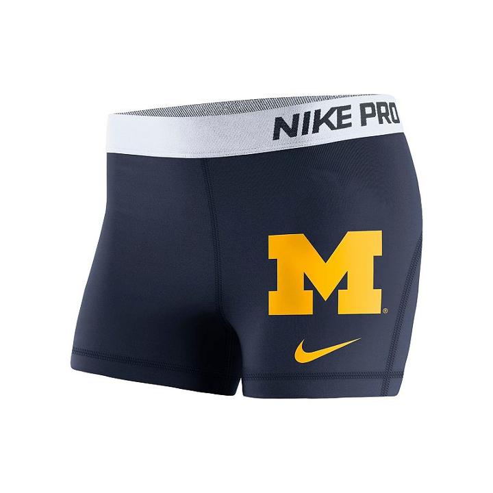 Women's Nike Michigan Wolverines Pro 3-inch Shorts, Size: Large, Black