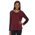 Women's Cathy Daniels Embellished Lace-sleeve Top, Size: Medium, Dark Red