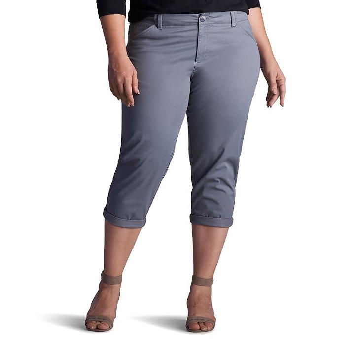 Plus Size Lee Chino Crop Pants, Women's, Size: 25 - Regular, Med Grey