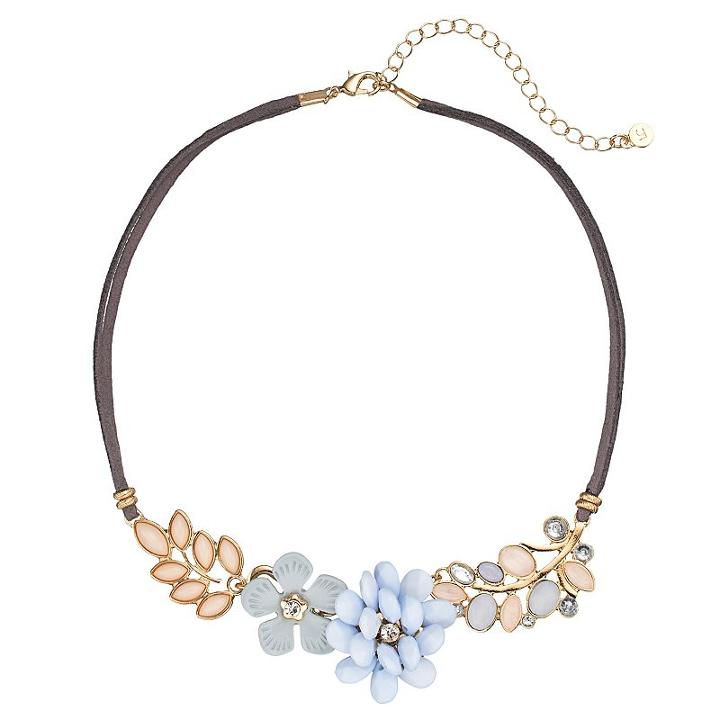 Lc Lauren Conrad Flower Faux-suede Choker Necklace, Women's, Multicolor