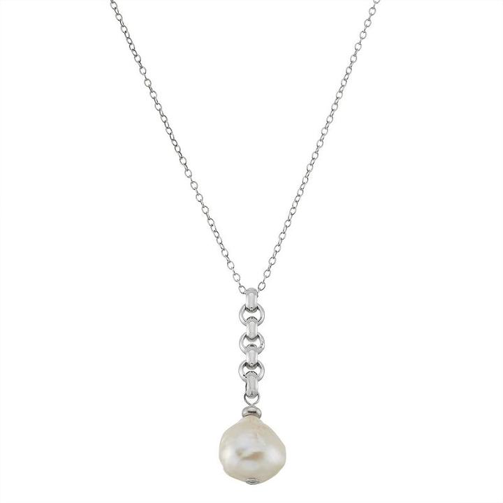 Sterling Silver Freshwater Cultured Pearl Drop Pendant Necklace, Women's, Size: 20, White