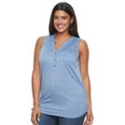 Plus Size French Laundry Ruched Henley Tank, Women's, Size: 1xl, Turquoise/blue (turq/aqua)