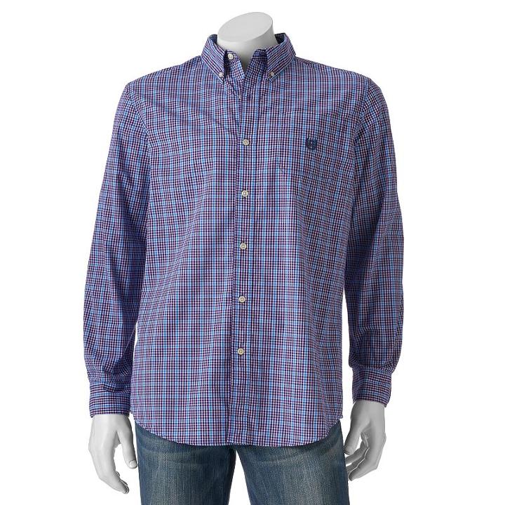 Men's Chaps Classic-fit Medium Beacon Plaid Button-down Shirt, Size: Large, Purple