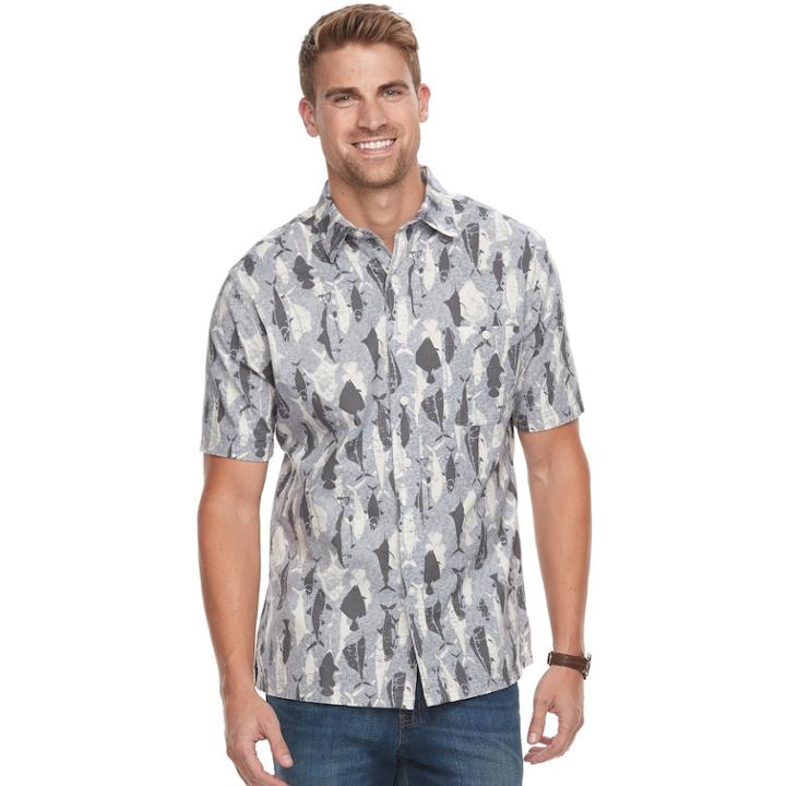 Men's Croft & Barrow&reg; Classic-fit Crosshatch Button-down Shirt, Size: Large, Dark Grey