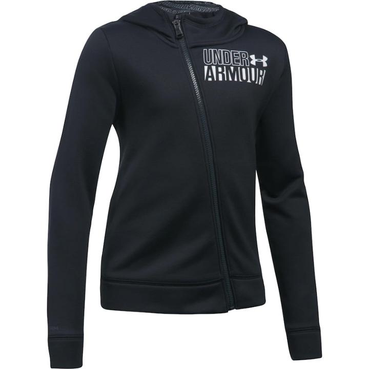 Girls 7-16 Under Armour Asymmetrical Fleece Full-zip Hoodie, Size: Medium, Black