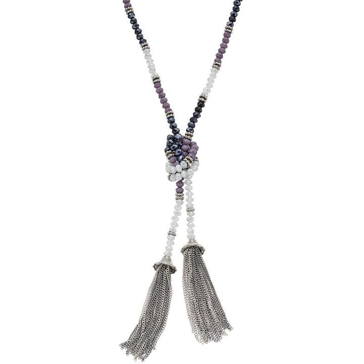Simply Vera Vera Wang Long Beaded Tassel Lariat Necklace, Women's, Multicolor