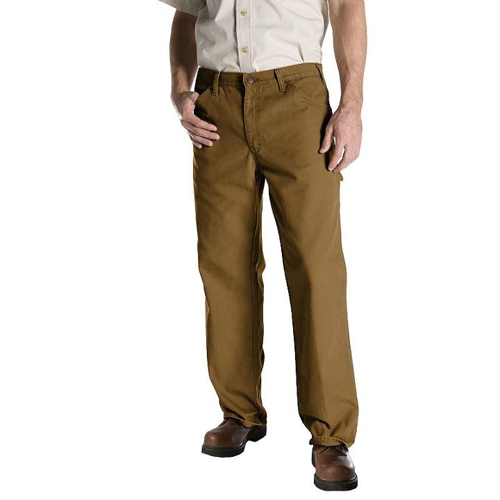 Dickies, Men's Relaxed Fit Duck Canvas Carpenter Pants, Size: 38x36, Brown
