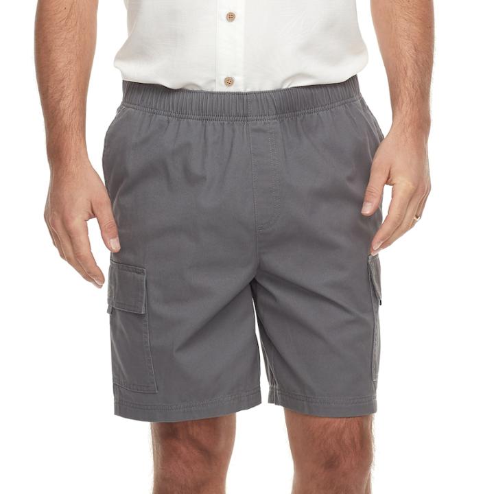 Men's Croft & Barrow&reg; Classic-fit Full-elastic Twill Cargo Shorts, Size: 34, Grey