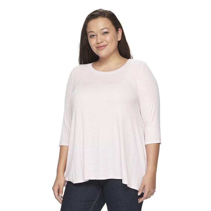 Juniors' Plus Size So&reg; Ribbed Swing Tee, Girl's, Size: 2xl, Light Pink
