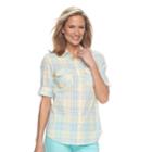 Women's Croft & Barrow&reg; Roll-tab Woven Shirt, Size: Large, Med Yellow