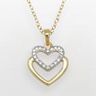 18k Gold Over Brass And Silver-plated Diamond Accent Heart Pendant, Women's, White