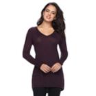 Women's Apt. 9&reg; V-neck Tunic Sweater, Size: Xs, Drk Purple
