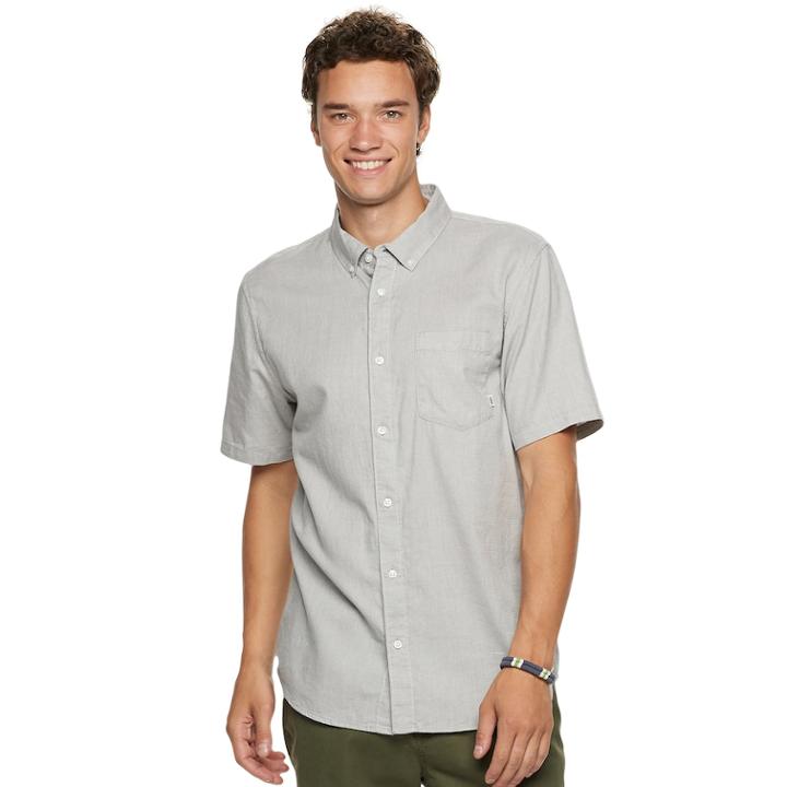 Men's Vans Shortline Button-down Shirt, Size: Medium, Med Grey