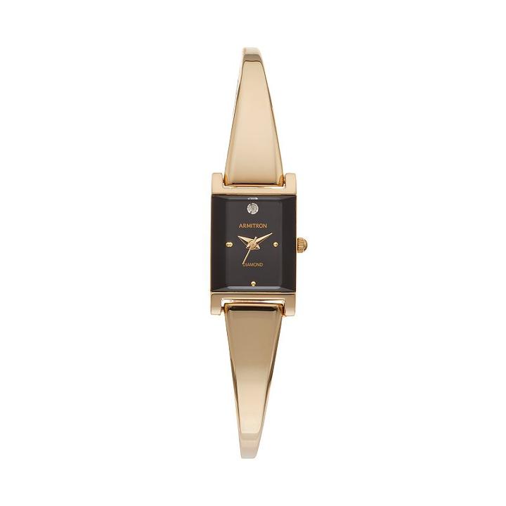 Armitron Women's Diamond Half-bangle Watch - 75/5322bkgp, Size: Small, Gold