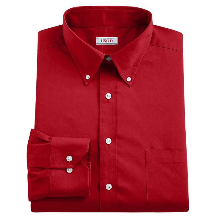 Men's Izod Regular-fit Plaid Stretch Dress Shirt - Men, Size: M-32/33, Red