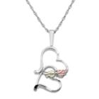Black Hills Gold Tri Tone Leaf Double Heart Pendant In Sterling Silver, Size: 18, White