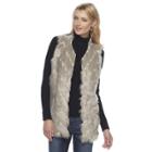 Women's Napa Valley Faux Fur Vest, Size: Large, Light Grey