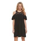 Sonoma Goods For Life, Petite &trade; Macrame Cold-shoulder Dress, Women's, Size: Xl Petite, Black