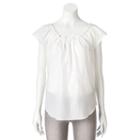Women's Lc Lauren Conrad Pleated Poplin Top, Size: Large, White Oth