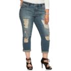 Plus Size Jennifer Lopez Ripped Boyfriend Jeans, Women's, Size: 24 W, Blue Other