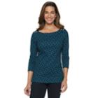 Women's Croft & Barrow&reg; Button-shoulder Boatneck Top, Size: Xl, Dark Blue