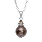 Crystal Avenue Silver-plated Crystal And Simulated Pearl Pendant - Made With Swarovski Crystals, Women's, Size: 16, Brown