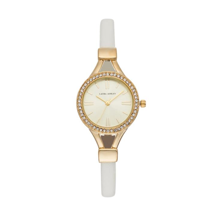 Laura Ashley Women's Crystal Watch, Size: Small, White