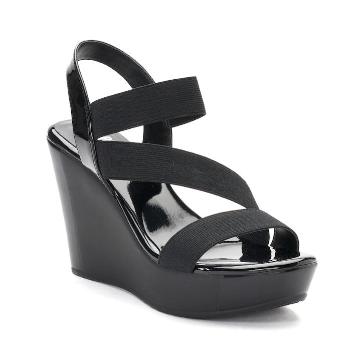 Style Charles By Charles David Lenny Fitch Women's Wedge Sandals, Size: 9.5, Black