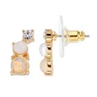 Lc Lauren Conrad Round Cabochon Nickel Free Climber Earrings, Women's, White