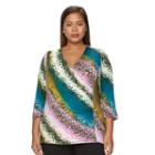 Plus Size Dana Buchman Faux-wrap Top, Women's, Size: 2xl, Turquoise/blue (turq/aqua)