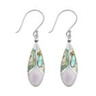 Sterling Silver Abalone And Purple Shell Teardrop Earrings, Women's