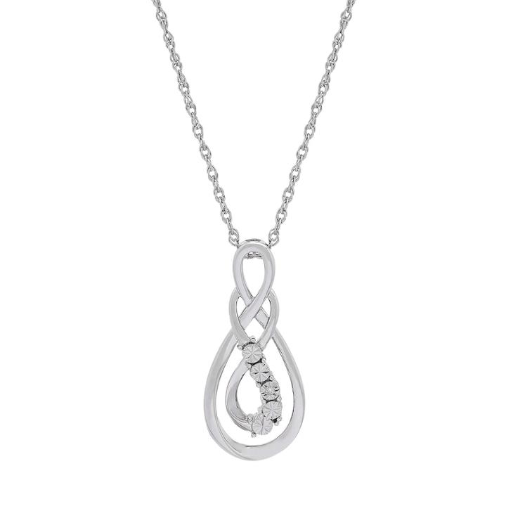 Sterling Silver Diamond Accent Double Infinity Pendant, Women's, Size: 18, White