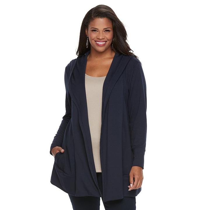 Plus Size Croft & Barrow&reg; Hooded Cardigan, Women's, Size: 2xl, Blue
