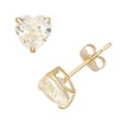 Lab-created White Sapphire 10k Gold Heart Stud Earrings, Women's