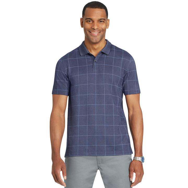 Men's Van Heusen Slim-fit Flex Windowpane Performance Polo, Size: Large, Blue