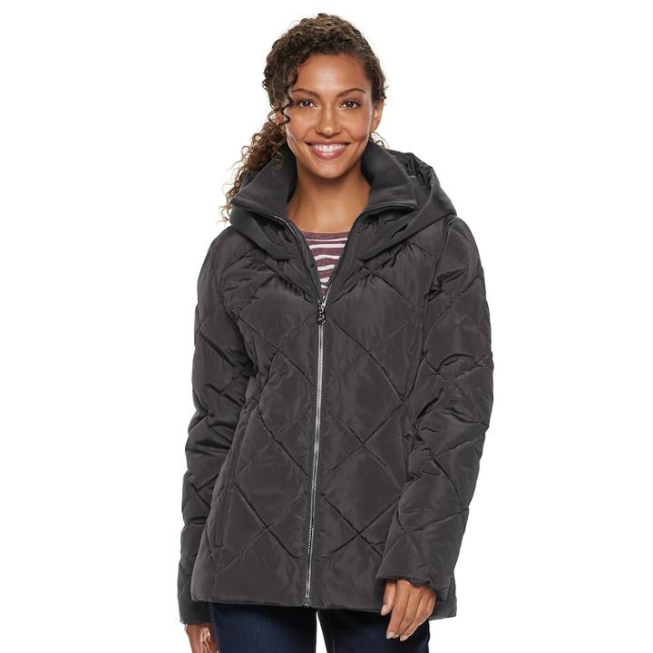 Women's Zeroxposur Suki Hooded Quilted Heavyweight Jacket, Size: Small, Dark Grey