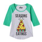 Girls 7-16 Mighty Fine Seasons Eatings Pizza Holiday Tee, Girl's, Size: Medium, Grey Other