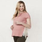 Maternity Lc Lauren Conrad Lace Inset Tee, Women's, Size: Xxl-mat, Lt Orange