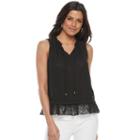 Women's Apt. 9&reg; Clip-dot Ruffled Tank, Size: Medium, Black