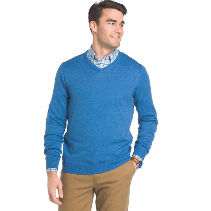Big & Tall Izod Regular-fit Wool-blend V-neck Sweater, Men's, Size: 2xb, Blue (navy)