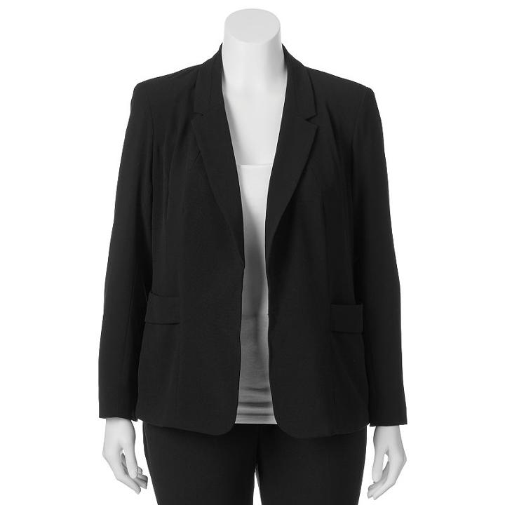 Juniors' Plus Size Candie's&reg; Open-front Suiting Blazer, Girl's, Size: 3xl, Black