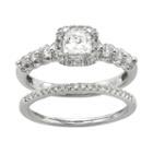 Igl Certified Diamond Square Halo Engagement Ring Set In 14k White Gold (1 Carat T.w.), Women's, Size: 5