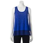 Petite Jennifer Lopez Embellished Mesh-trim Tank, Women's, Size: S Petite, Med Blue