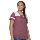 Juniors' Plus Size So&reg; Burnout Contrast Tee, Teens, Size: 1xl, Red